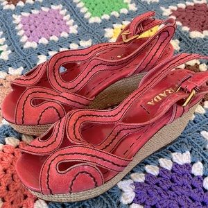 Pink PRADA leather platforms